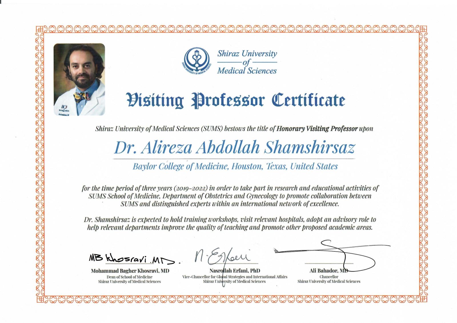 Dr. Alireza Abdollah Shamshirsaz	