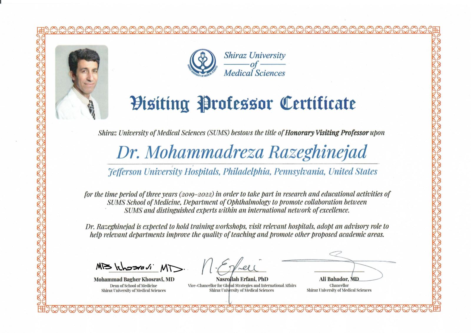 Dr. Mohammadreza Razeghinejad
