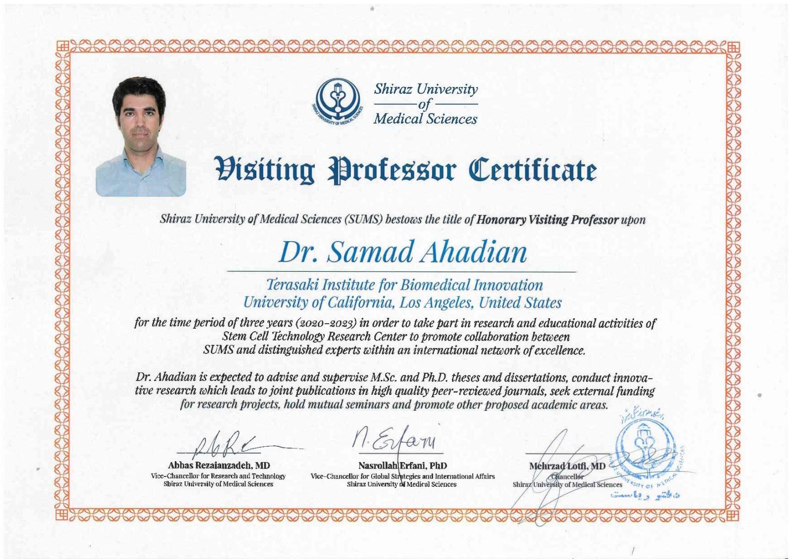 Dr. Samad Ahadian 