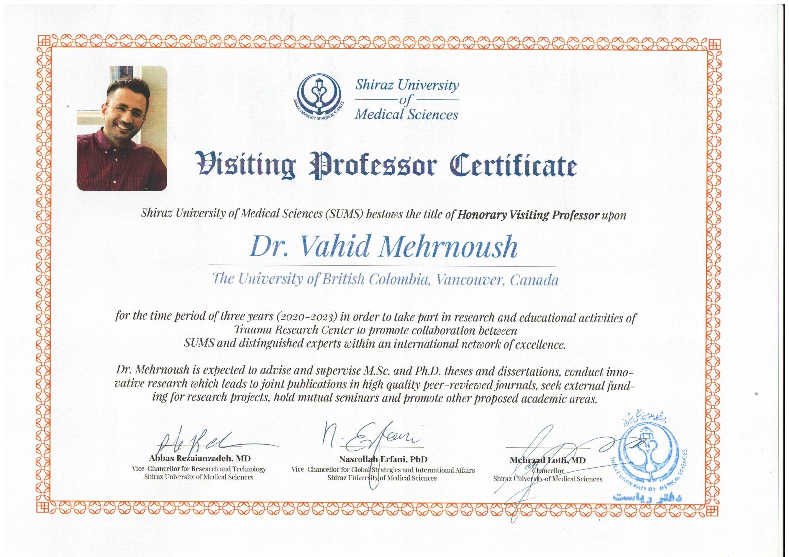 Dr. Vahid Mehrnoush 